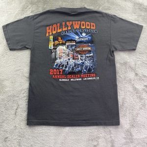 Harley Davidson Shirt Mens Medium Gray Hollywood California Bikercore Grunge